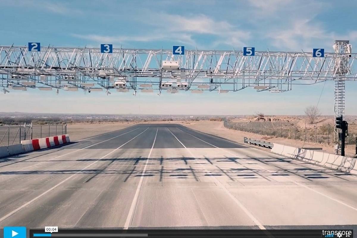 Video screen grab of TransCore's Albuquerque test track (Photo by TransCore)